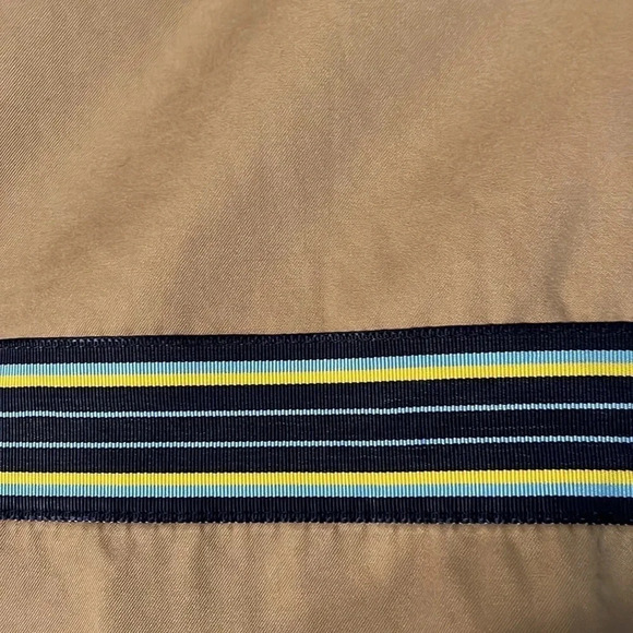 J Crew Woman’s size 14 Khaki skirt with Blue/Yellow Stripe Detail Ribbon - Picture 5 of 9